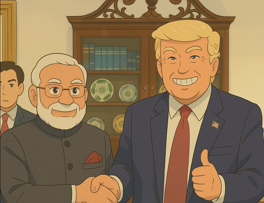 Ghibli style AI generated PM Modi Us President