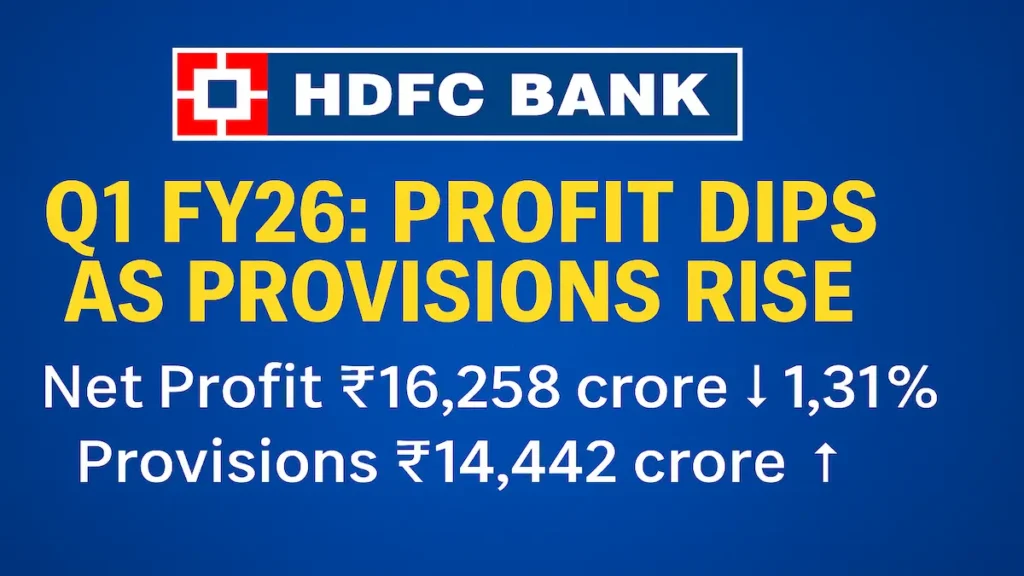 HDFC Bank Q1 FY26 results show net profit dip of 1.31% to ₹16,258 crore and rise in provisions to ₹14,442 crore