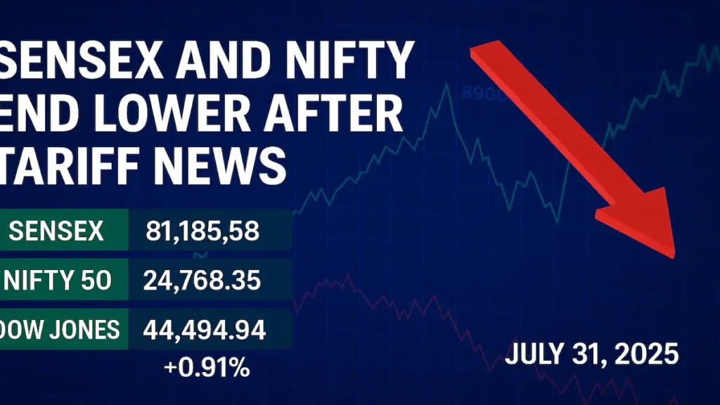 Sensex and Nifty end lower on July 31, 2025 after US tariff news with market index levels.