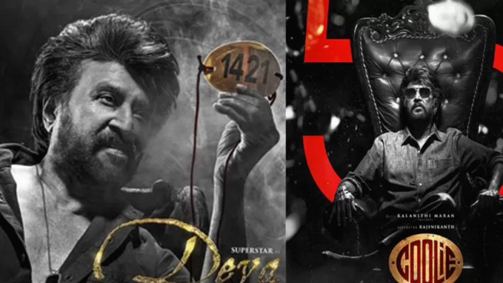 Coolie (2025) – The Big Rajinikanth Storm 45 Rajinikanth in Coolie 2025 movie poster with intense action background