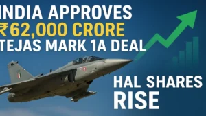 "LCA Tejas Mark 1A fighter jet and HAL share price surge after government approval"