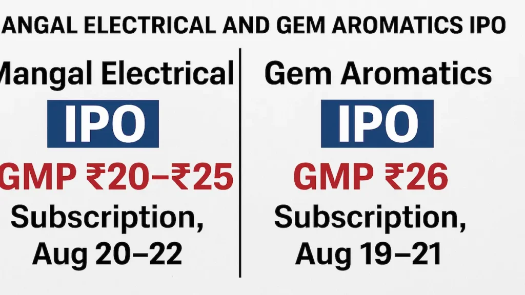 Mangal Electrical and Gem Aromatics IPOs Draw Investor Attention with Steady GMP 12 Mangal Electrical and Gem Aromatics IPO GMP and subscription details